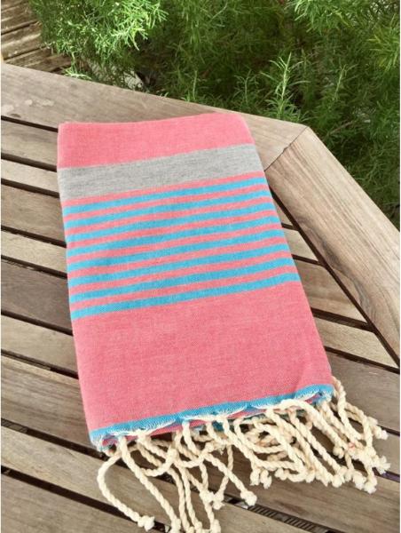 Fouta Arthur coton franges personnalise 1x2m